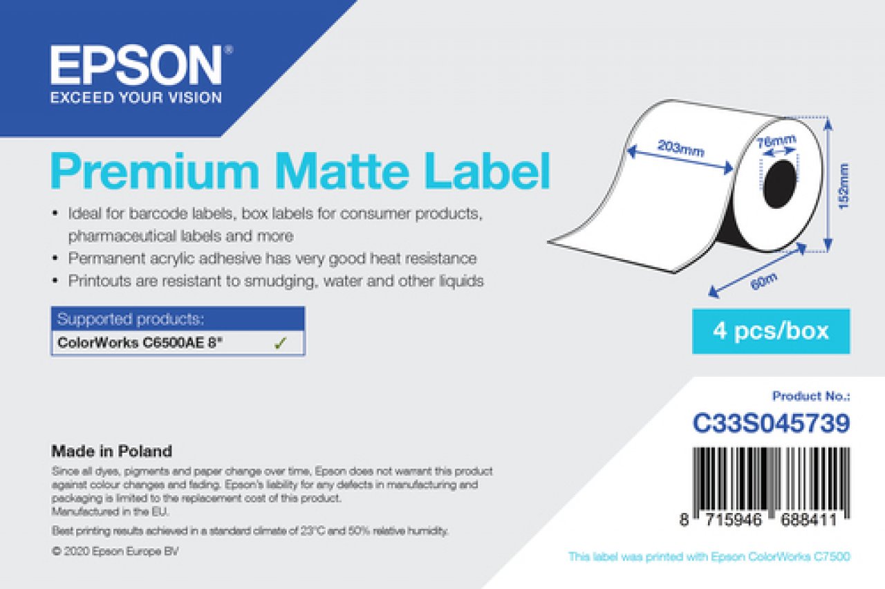 EPSON Prem. matte Label 203mmx60m