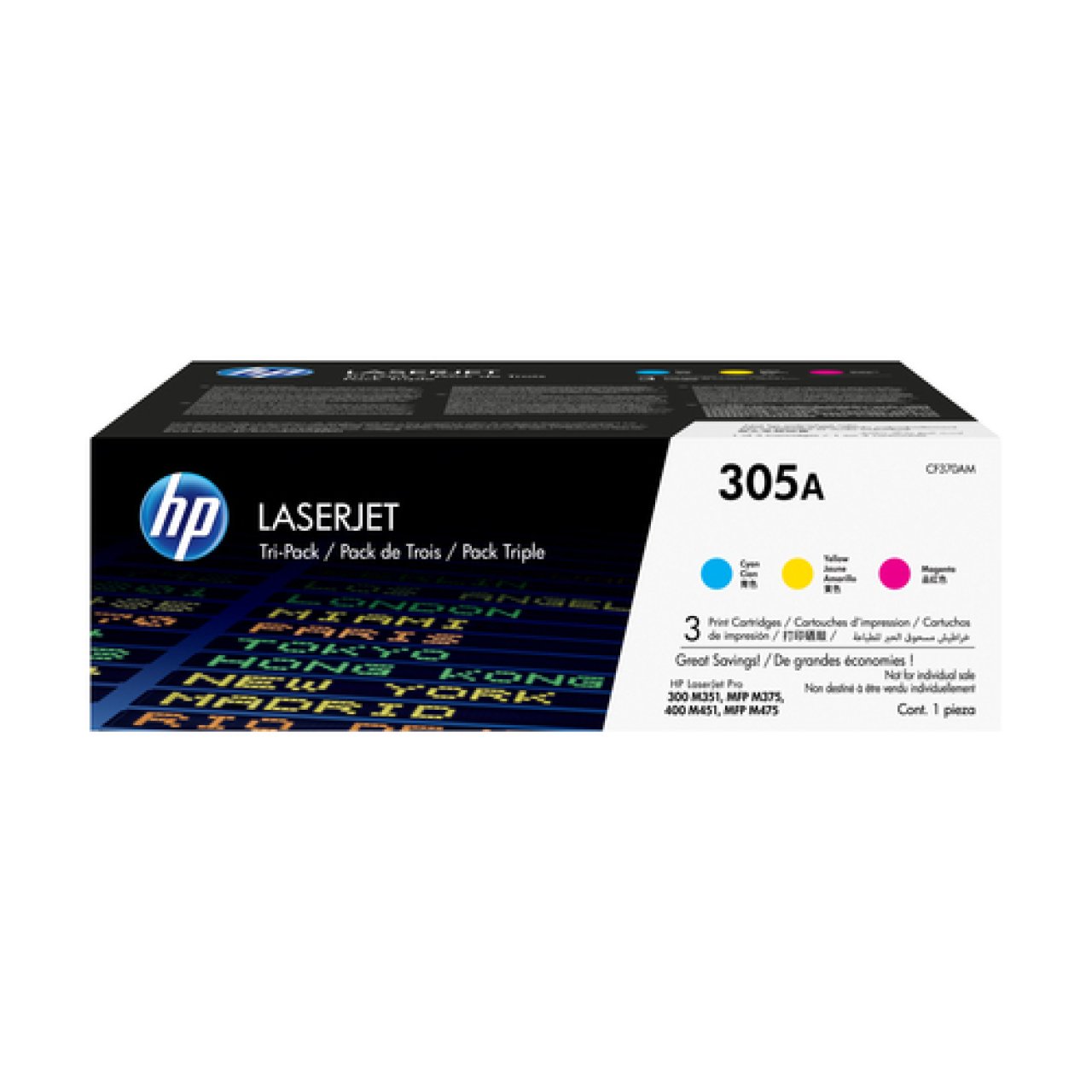 HP Toner Multipack No.305A c/m/y je ca. 2.600 Seiten