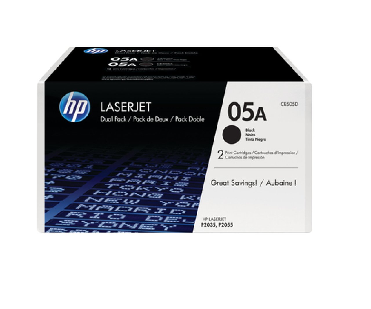 HP Toner schwarz Doppelpack No.05A ca. 2 x 2.300 Seiten, LJ P2035/2055