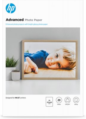 HP Advanced Fotopapier 250g/m²,20Bl. hochglänzend, DIN A3