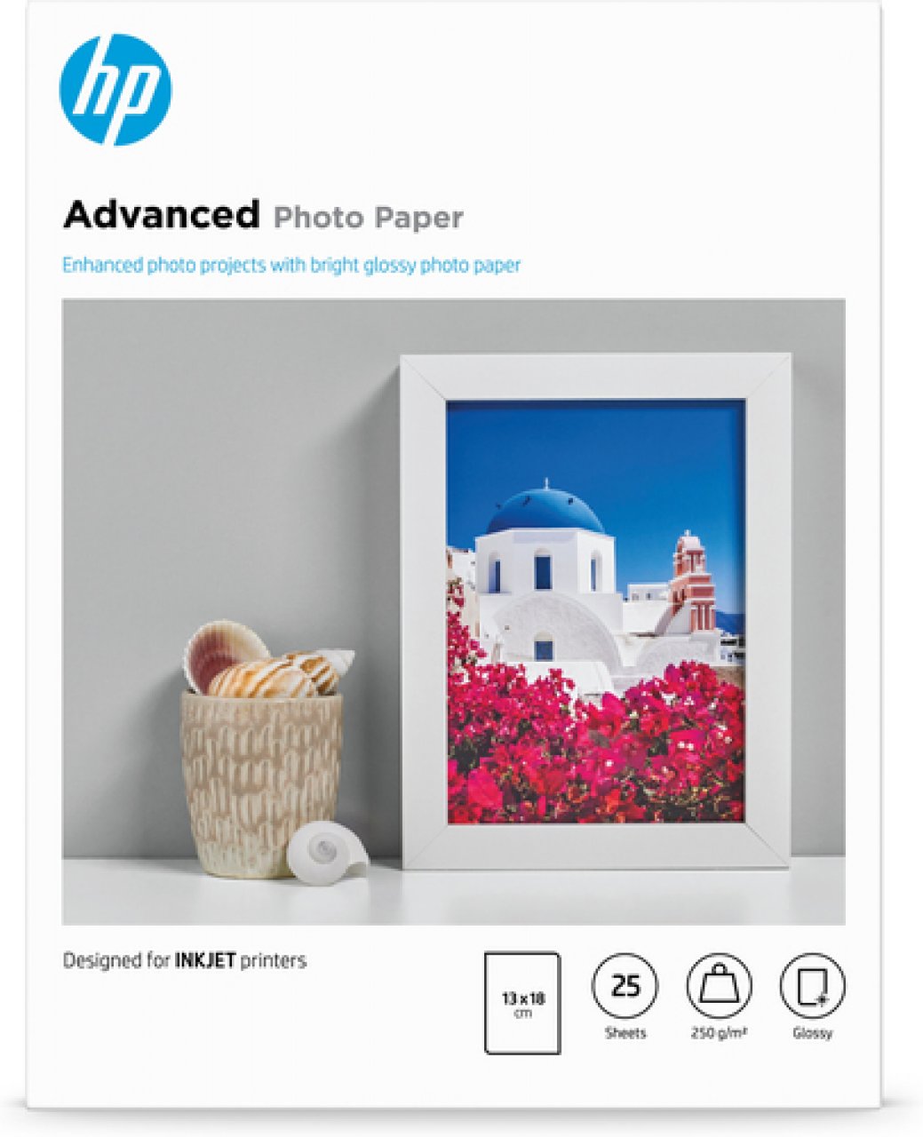 HP Advanced Fotopapier 250g/m²,25Bl. hochglänzend, 13x18cm randlos
