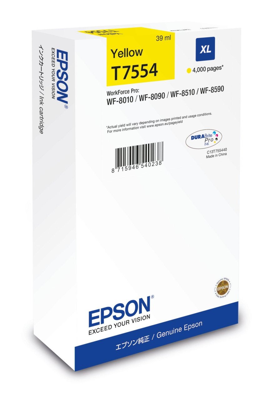 EPSON Tinte gelb 39.0ml WF Pro 8xxx, ''XL''