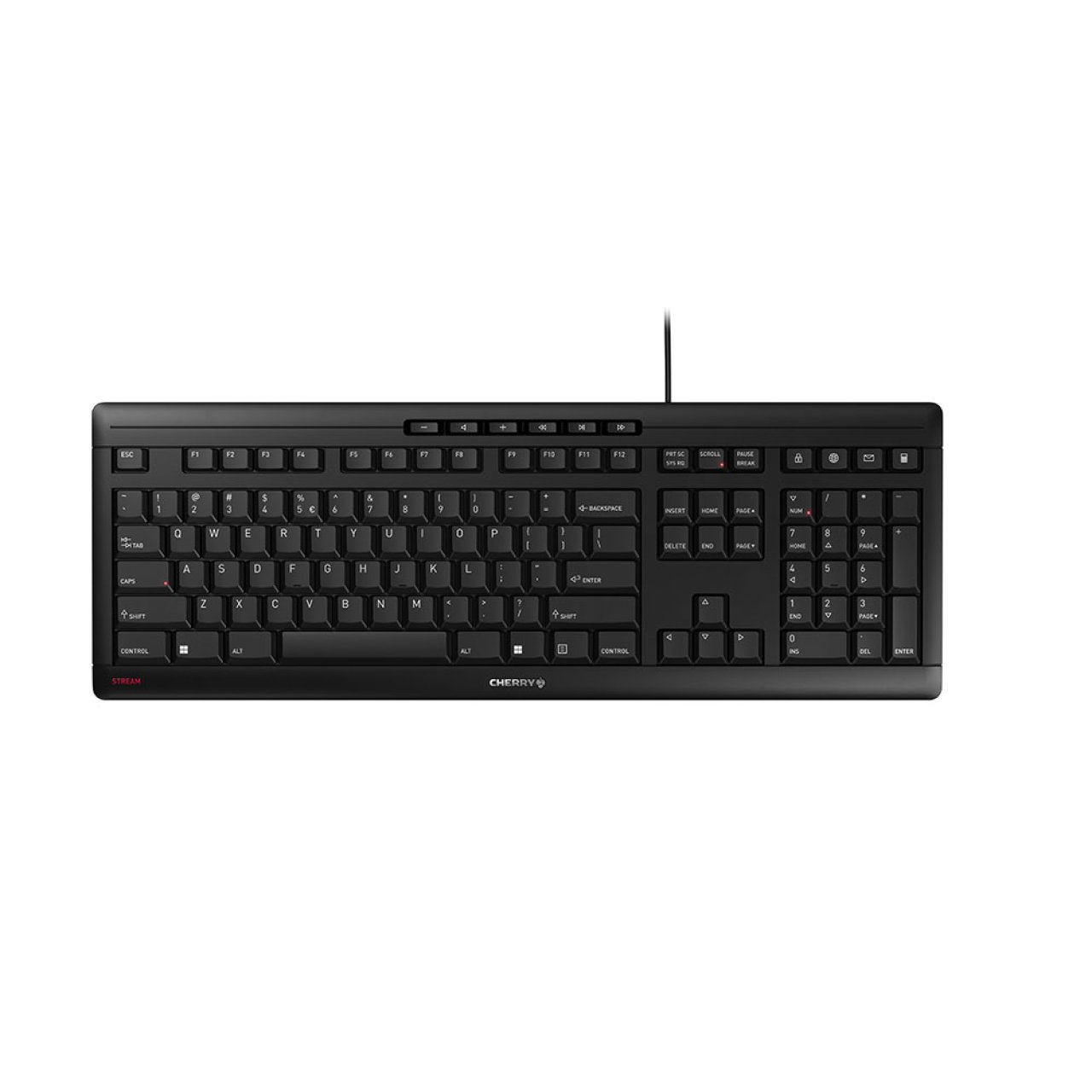 CHERRY STREAM Keyboard Schwarz US,EURO-Symbol,USB