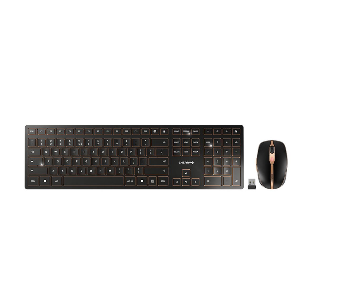 CHERRY DW9100 SLIM Wireless Desktop black/bronze,USB,BT4.0,US-Layout