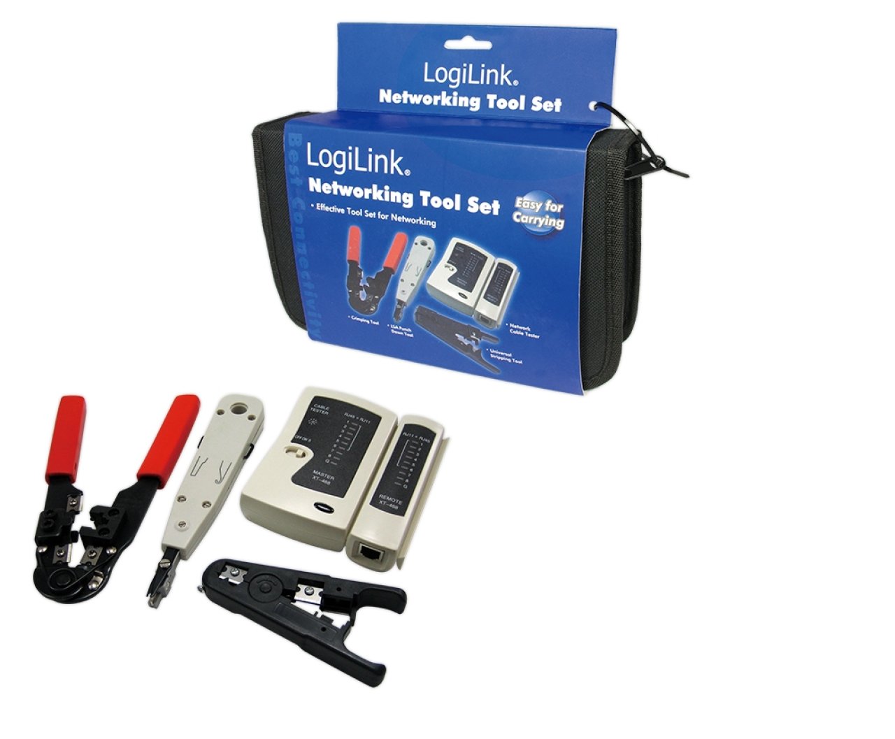 LogiLink Netzwerk Werkzeug Set 4-teilig, mit Tasche