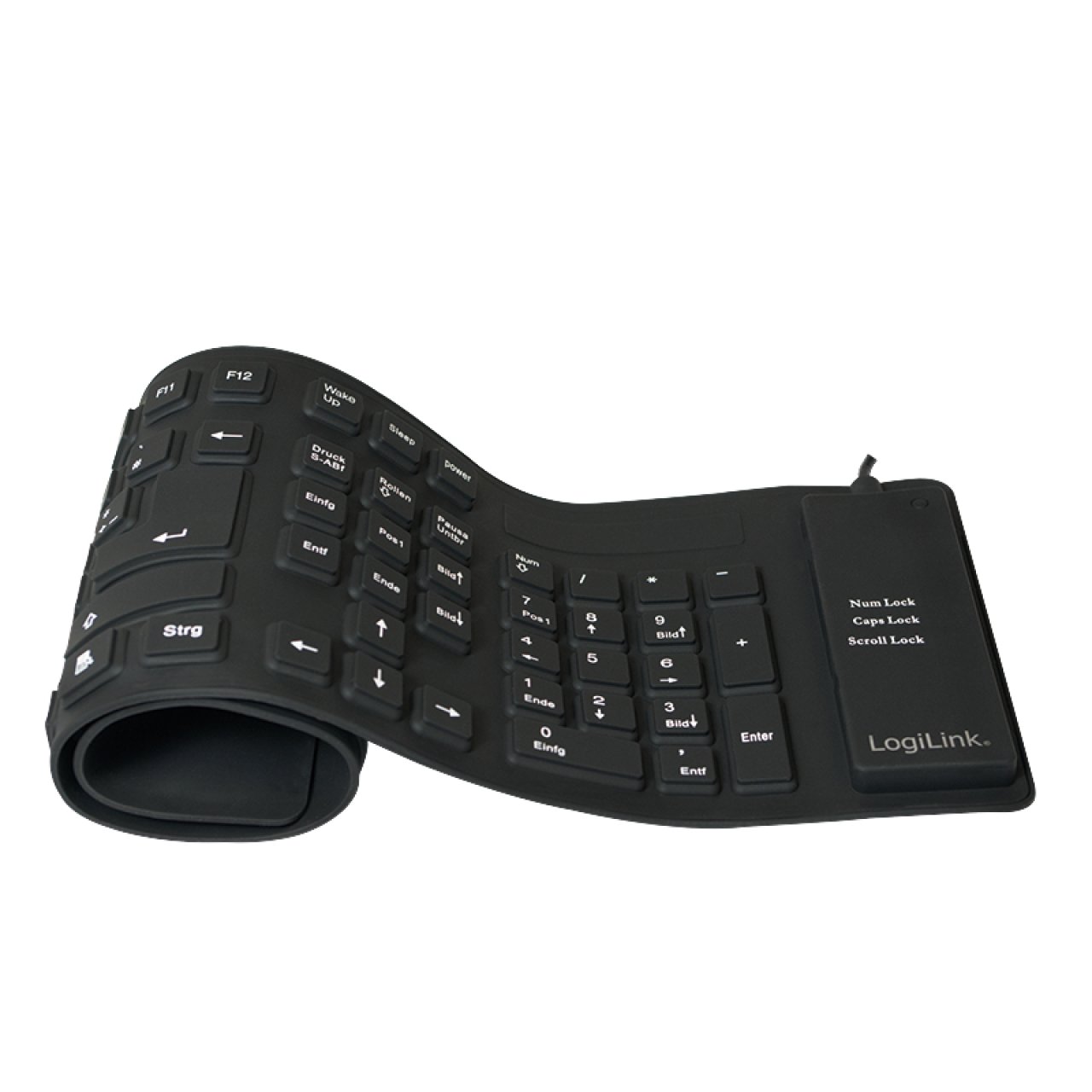 LogiLink Tastatur wasserf. flexibel USB+PS/2, schwarz