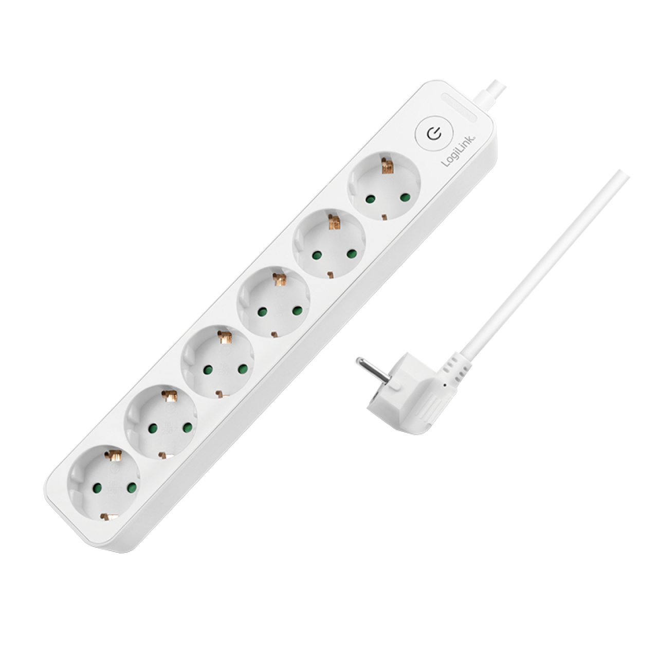 LogiLink Steckdosenleiste 6x EIN/AUS 1,5m, CEE 7/3, weiß