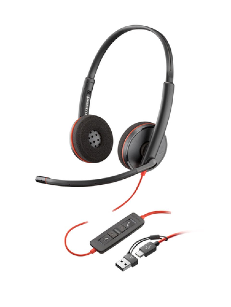 HP POLY Headset USB stereo + Klinke mit Anruftasten / USB + 3,5mm Klinke