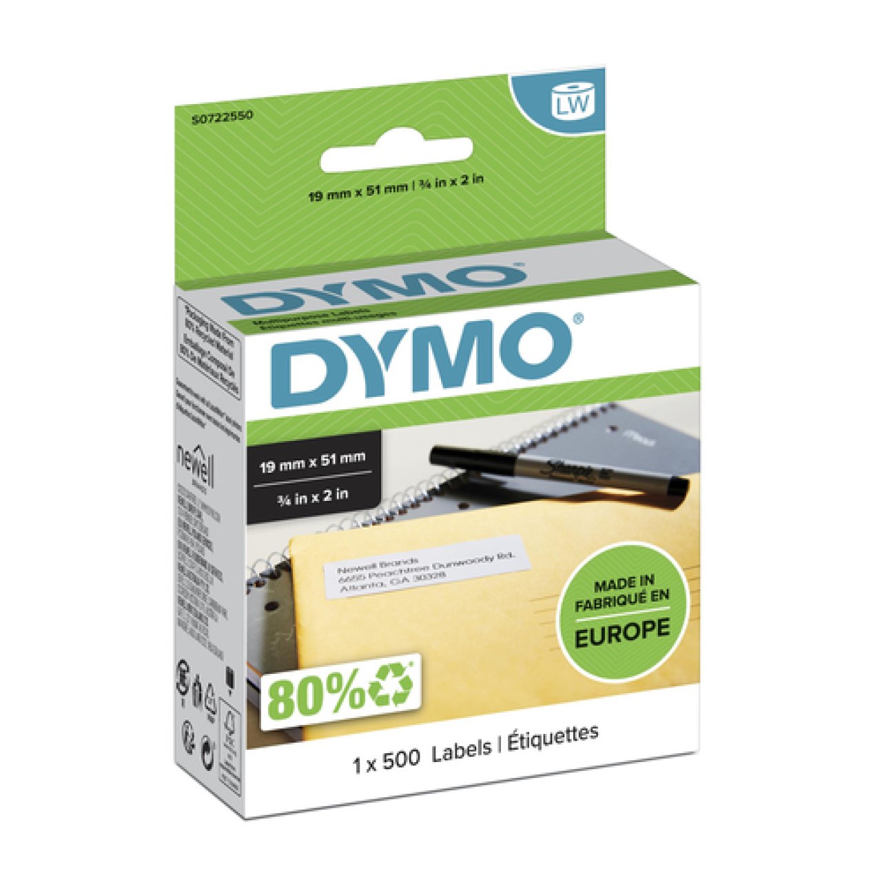 DYMO Etiketten Vielzweck, ablösbar 1 Rolle à 500, 19x51mm