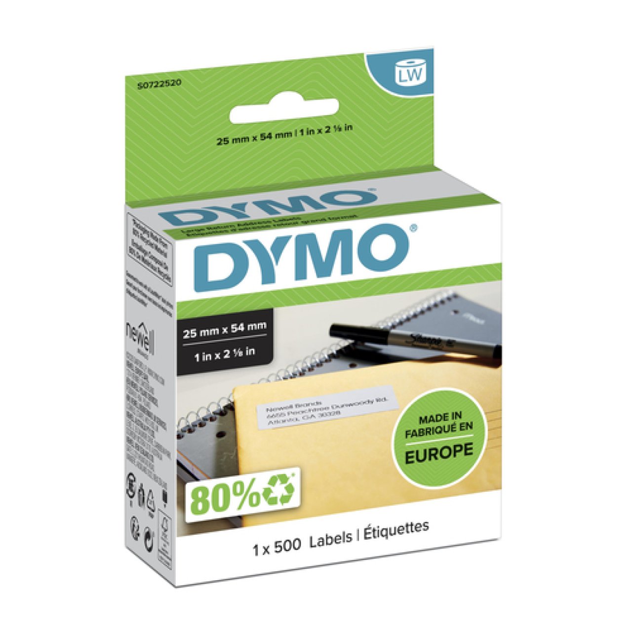 DYMO Etiketten f. Rücksendeadressen 1 Rolle à 500, 25x54mm