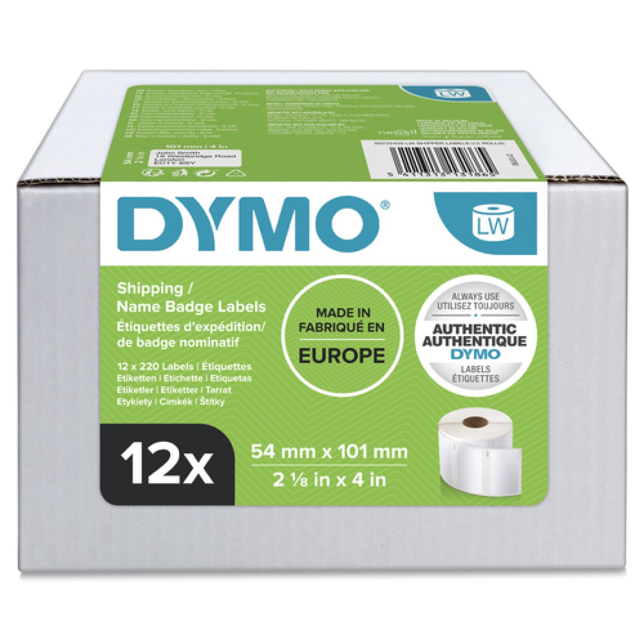 DYMO Etiketten Versand/Namenschilder 12 Rollen à 220, 54x101mm
