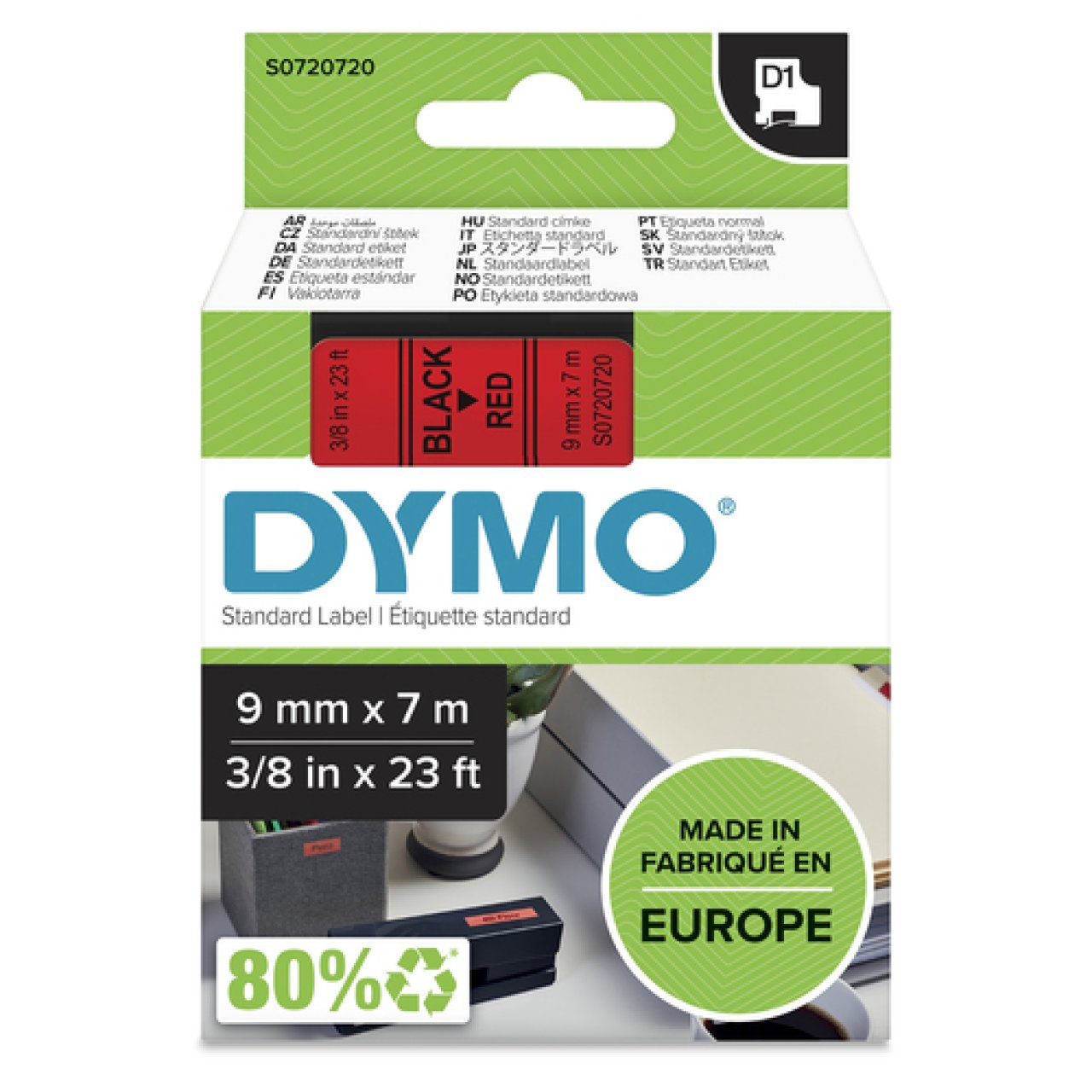 DYMO Band D1 9mm x 7m schwarz/rot