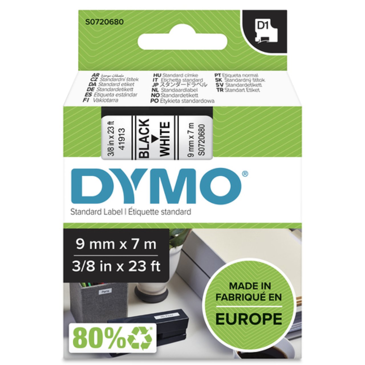 DYMO Band D1 9mm x 7m schwarz/weiss