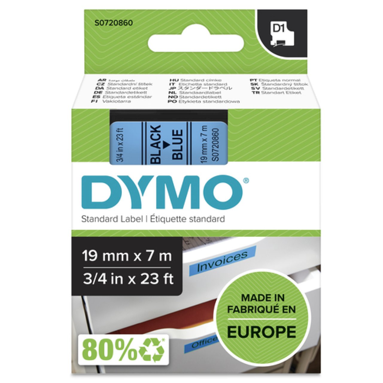DYMO Band D1 19mm x 7m schwarz/blau