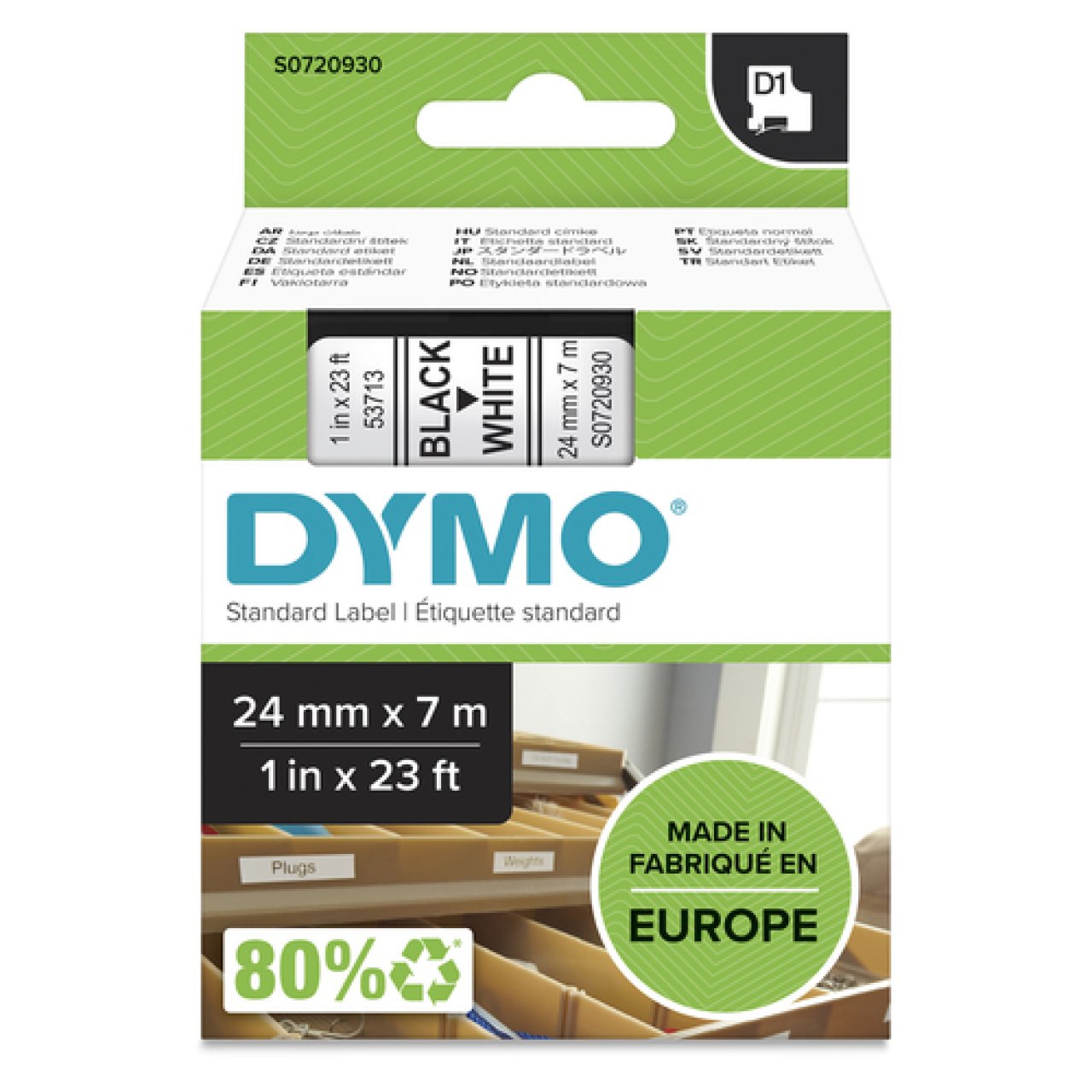 DYMO Band D1 24mm x 7m schwarz/weiss