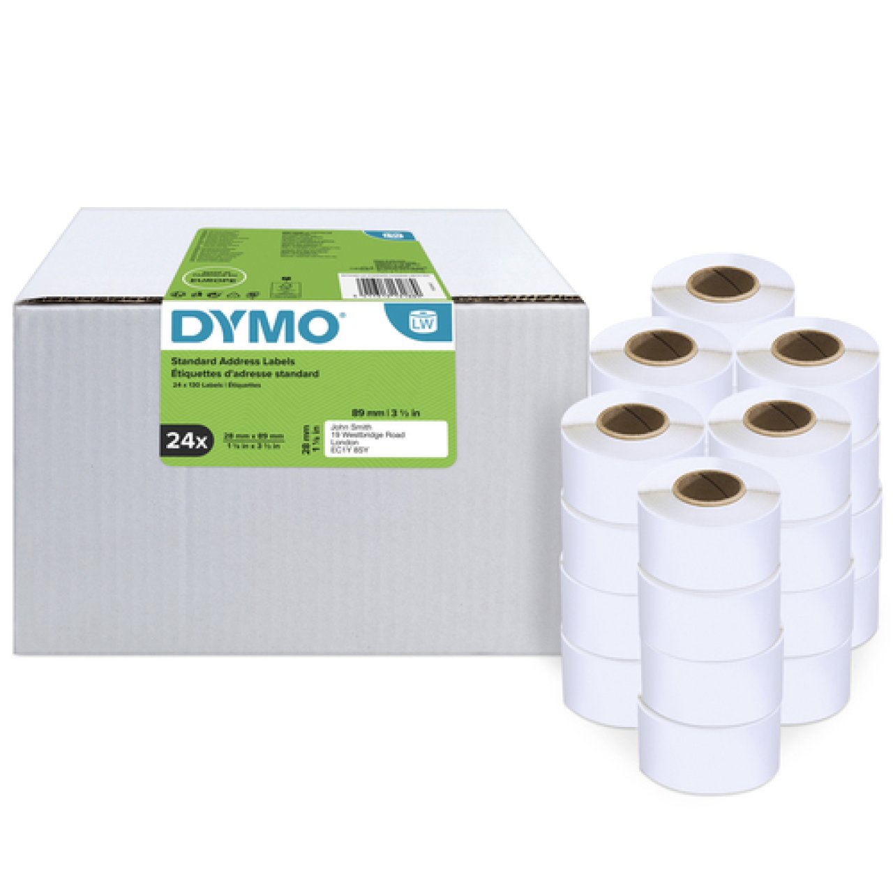 DYMO Etiketten Standard 24 Rollen à 130, 28x89mm