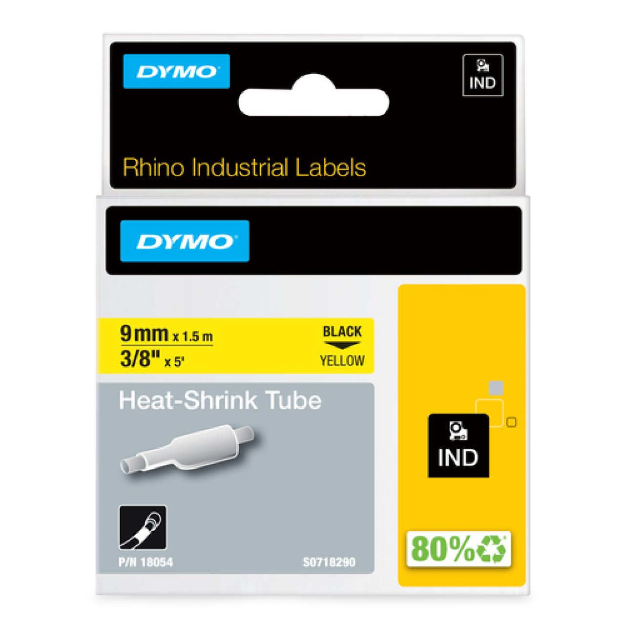 DYMO Rhino Schrumpfschlauch 9mmx1,5m schwarz/gelb,Heißschrumpfschlauch