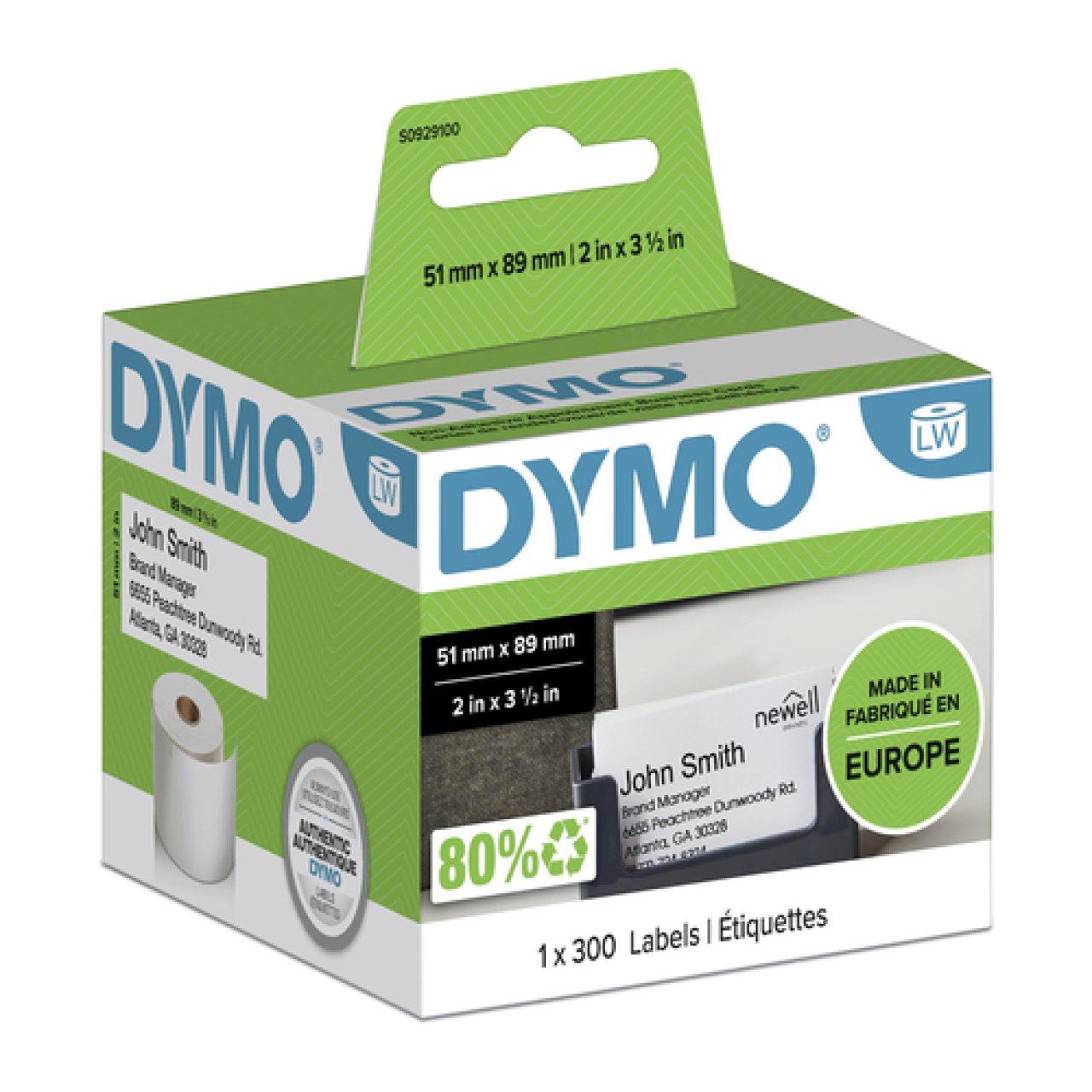 DYMO Namenschild-/Terminschildkarten nicht klebend,51x89mm