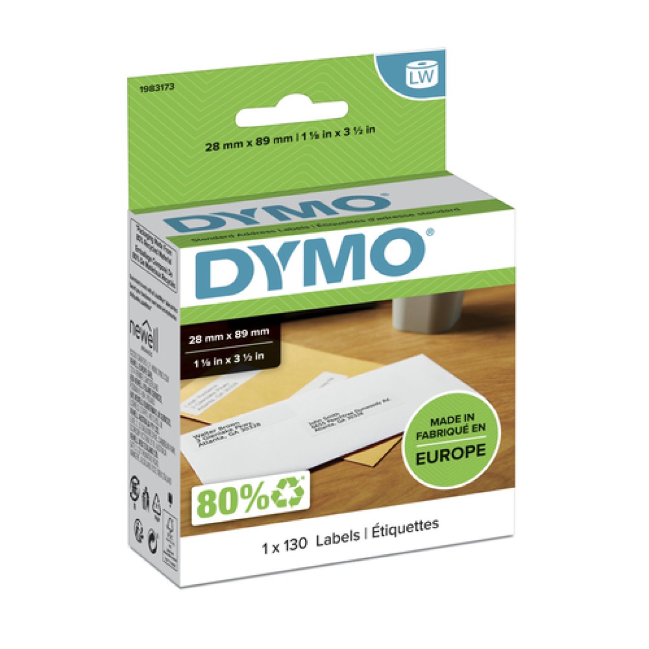 DYMO Etiketten Standard 1 Rolle à 130 Etiketten, 28x89mm