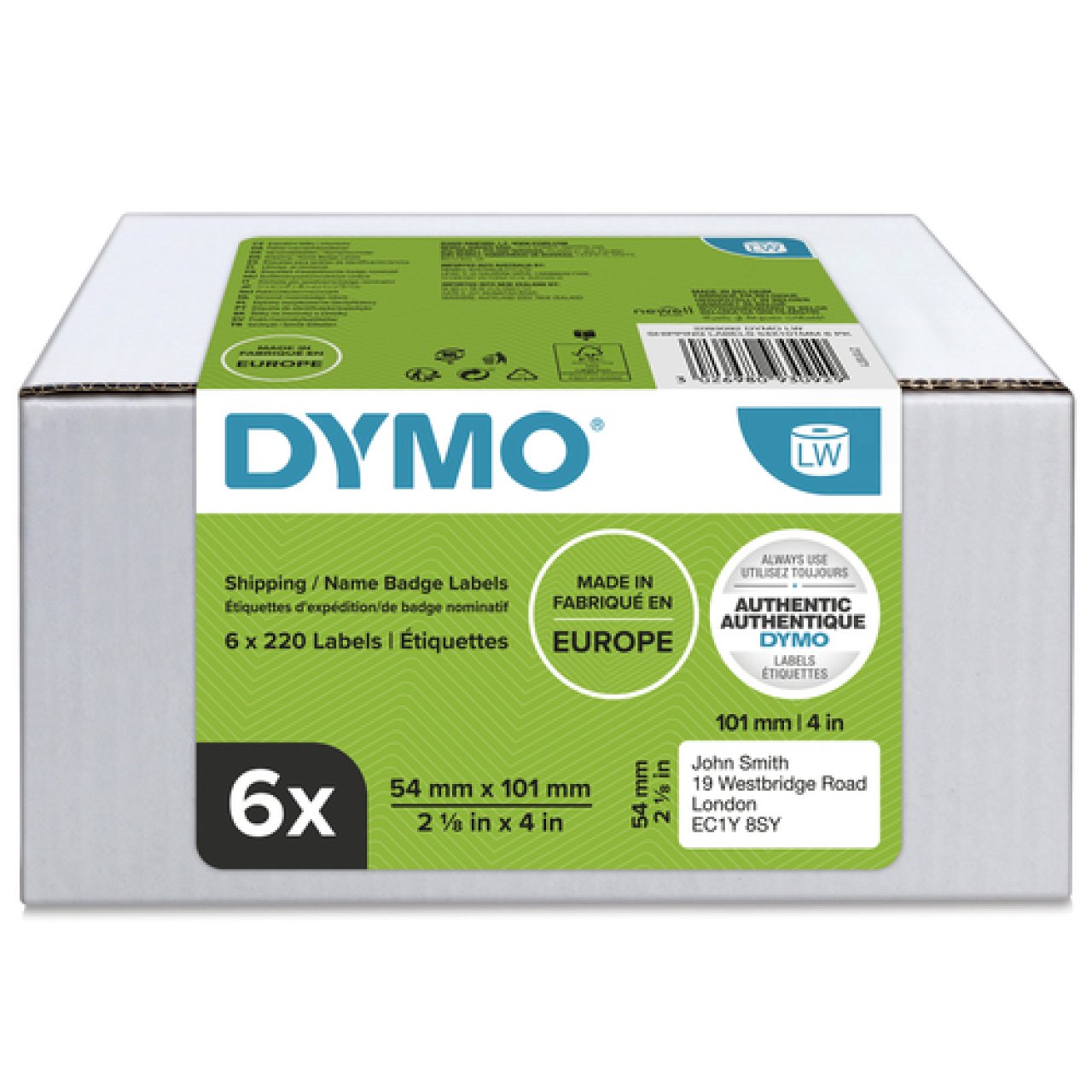 DYMO Etiketten Versand/Namenschilder 6 Rollen á 220, 54x101mm