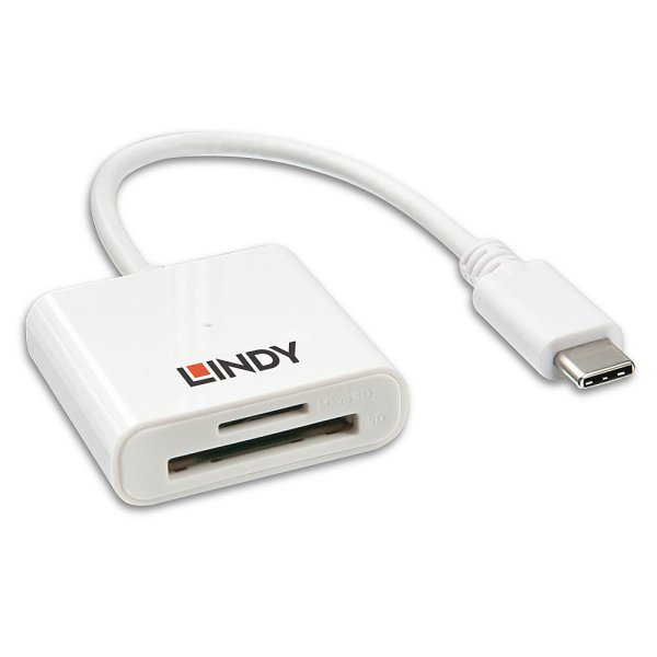 LINDY USB 3.2 Typ C SD Card Reader weiß
