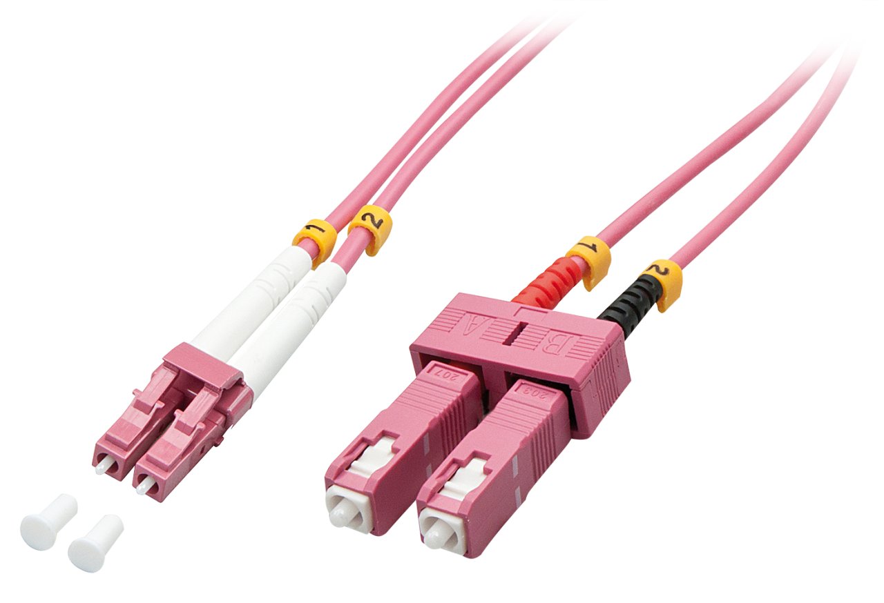 LINDY LWL-Duplexkabel LC->SC S/S OM4 1m/50/125 µm/Multimode