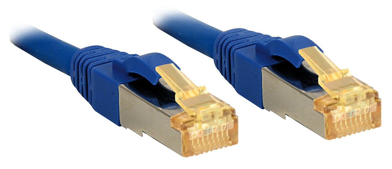 LINDY Netzwerkkabel RJ45 S/FTP LSZH 0.3m/blau/Cat.6A Stecker, Cat.7