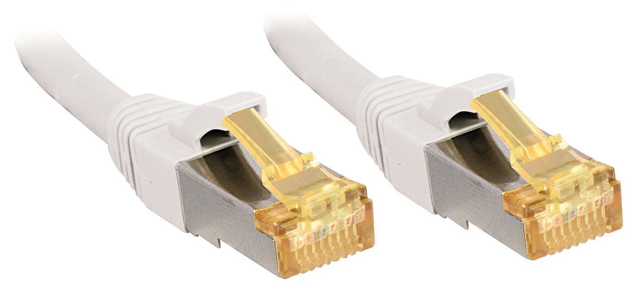 LINDY Netzwerkkabel RJ45 S/FTP LSZH 0.5m/weiß/Cat.6A Stecker, Cat.7