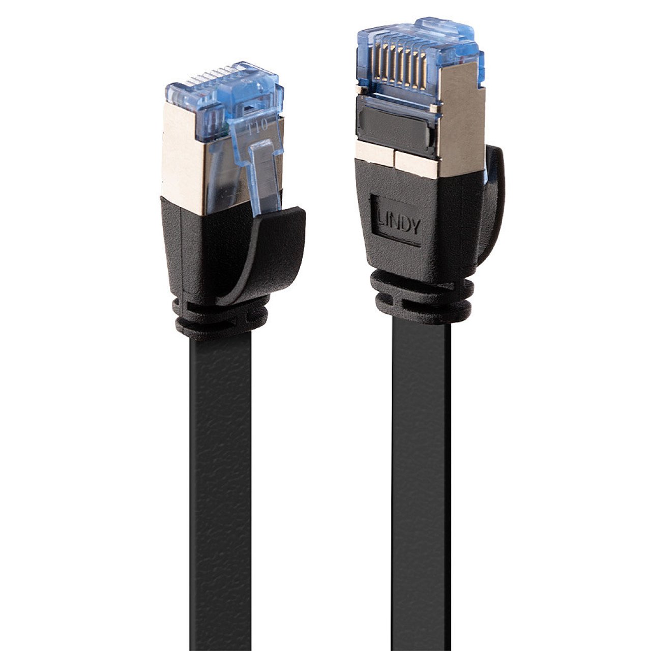 LINDY Netzwerkkabel Cat.6A U/FTP 10m schwarz/Flachband/RJ45/500MHz/32AWG