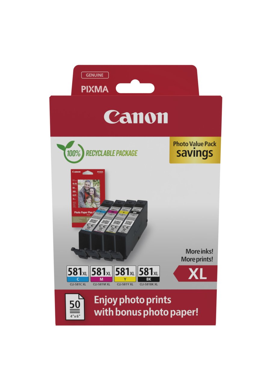 CANON Tinte CLI-581XL + Fotopapier BK/C/M/Y PHOTO VALUE