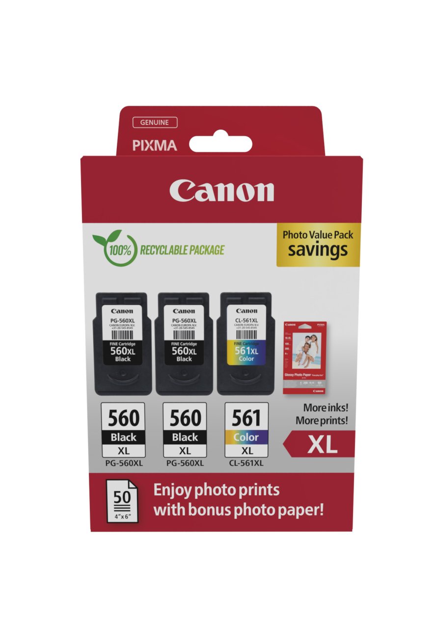 CANON Tinten XL + Fotopapier PG-560XLx2/CL-561XL PVP