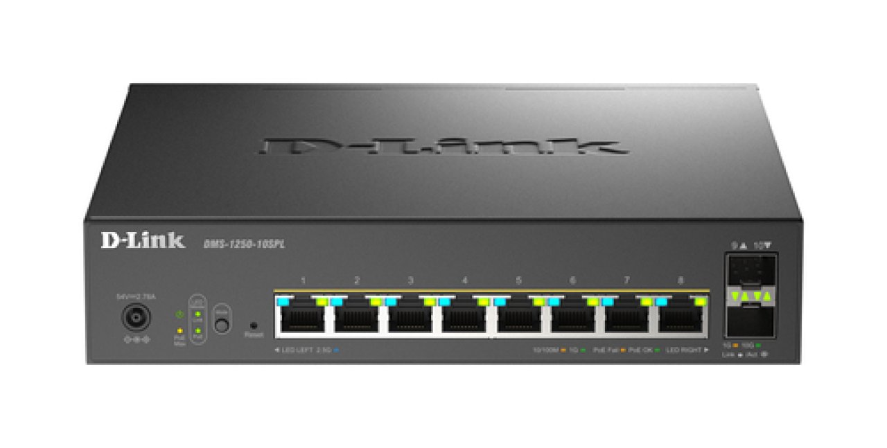 D-LINK Switch 8MG 2SFP+ PoE+ 120W 8x100/1000/2.5G 2xSFP+ L2+managed