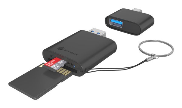 ICY BOX Card Reader 2-Port, USB-C/-A SD/MicroSD, Multi-LUN, USB3.2 Gen1